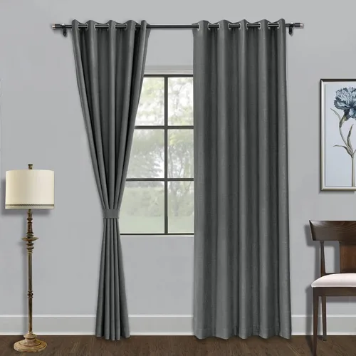 Miniatura 25 de Fcosie Cortinas opacas de 84 pulgadas de largo con textura de lino, con aislamiento térmico, con ojales en la parte superior con forro opaco blanco