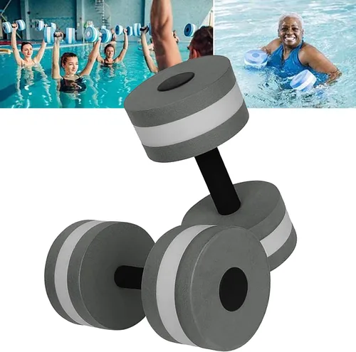Miniatura 4 de 1 par de mancuernas acuáticas, mancuernas de espuma para ejercicio aeróbico de agua, resistencia a la piscina, equipo de ejercicio acuático para Gris
