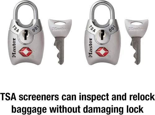 Miniatura 3 de Master Lock 4689T Cerradura con Llave Aprobada por TSA, Paquete de 2, los Colores Pueden Variar