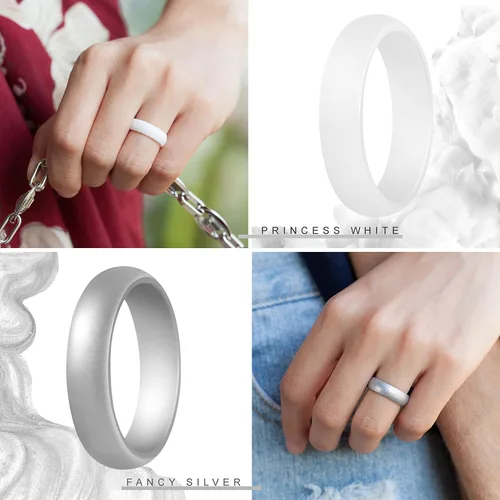 Miniatura 5 de ThunderFit - Anillo de boda de silicona para mujer, anillos de goma, con 5,5 mm de ancho, 2 mm de grosor
