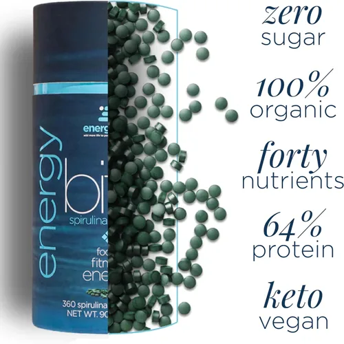 Miniatura 4 de ENERGYBITS - Tabletas orgánicas de espirulina - Superalimento de algas a base de plantas - para concentración, fitness, energía - Proteína vegetal