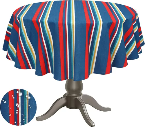 Miniatura 13 de RUVANTI Paño de Mesa Rectángulo de Lino de Algodón 72x54 Pulgadas, Borde Clásico, Resistente a Manchas, Paño Lavable Perfecto para Cubrir Mesa