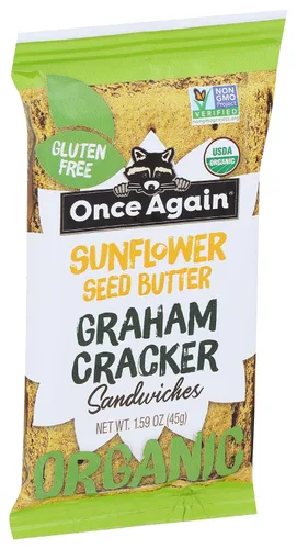 Miniatura 4 de Once Again Sandwiches Graham Cracker de mantequilla de semillas de girasol, a base de plantas, Kosher, certificado orgánico USDA, sin gluten y sin