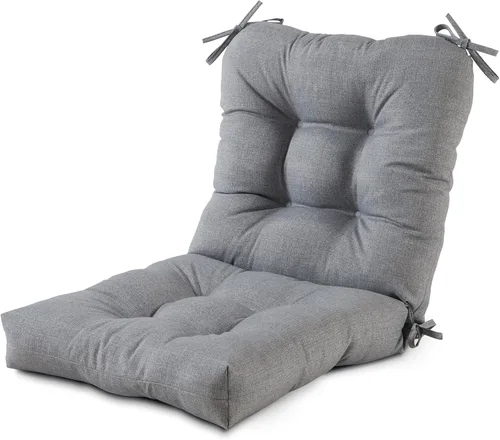 Miniatura 16 de Cojines para silla de exterior con bisagras, diseño de una sola pieza, cojín reversible para asiento y respaldo de patio con lazos, tela