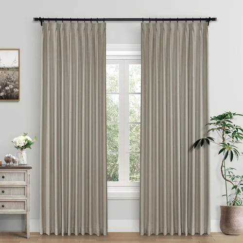 Miniatura 13 de Macochico Cortinas opacas de lino plisadas para oscurecer la habitación, panel con aislamiento térmico para dormitorio, sala de estar, sala