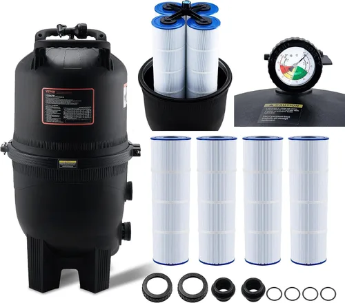 Miniatura 16 de VEVOR Depósito de filtro de piscina Pro 2026 y elemento para piscinas sobre el suelo y enterradas, sistema limpiador grande de 520-525 pies