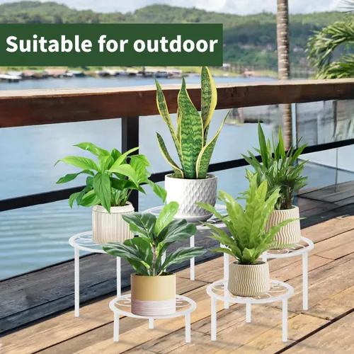 Miniatura 7 de Juego de 5 piezas de estantes de metal para flores, estantes resistentes para plantas de diferentes tamaños, estantes de flores de hierro, adecuados