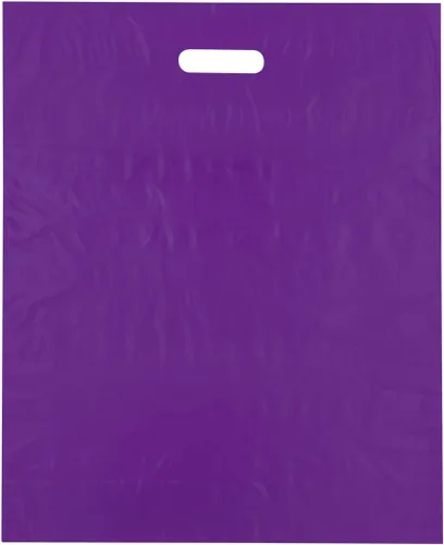 Miniatura 2 de Bolsas de compras de plástico con asas troqueladas de 9x12, negras, 100/cs – Bolsas marca directa