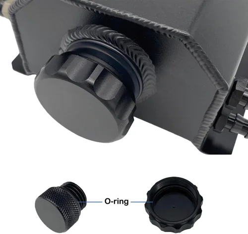 Miniatura 2 de 2L Tanque de recuperación de agua para refrigerante de radiador universal de aluminio, tanque de expansión de desbordamiento (negro)