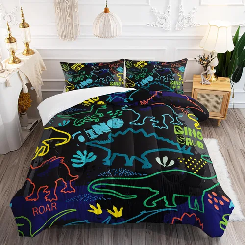 Miniatura 19 de AILONEN Juego de ropa de cama con estampado de gato en acuarela, tamaño individual con gatos y huellas para niños y niñas, juego de edredón suave