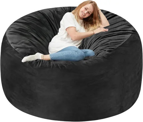 Miniatura 46 de Homguava - Sillón puff de 3 pies Sillón estilo puff grande de 3 pulgadas con relleno de espuma viscoelástica, sofá suave con funda de terciopelo