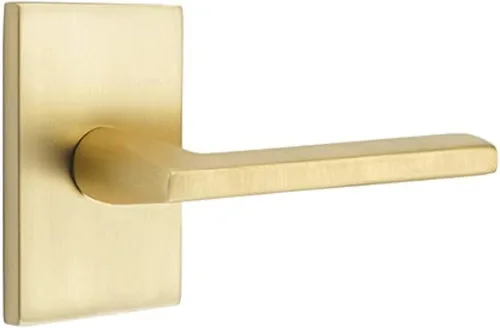 Emtek Juego de privacidad, roseta rectangular moderna, palanca Helios, latón satinado, RH