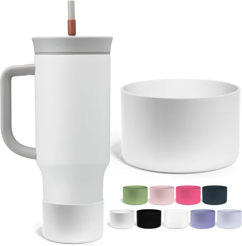 Jmoe USA Funda de silicona para vaso Owala de 40 onzas, se adapta solo al vaso con asa, bota antideslizante, protege contra abolladuras y arañazos,