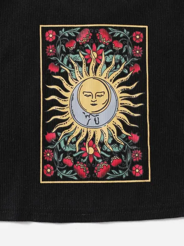 Miniatura 3 de SOLY HUX Camiseta corta de punto acanalado con tirantes delgados y estampado floral para mujer
