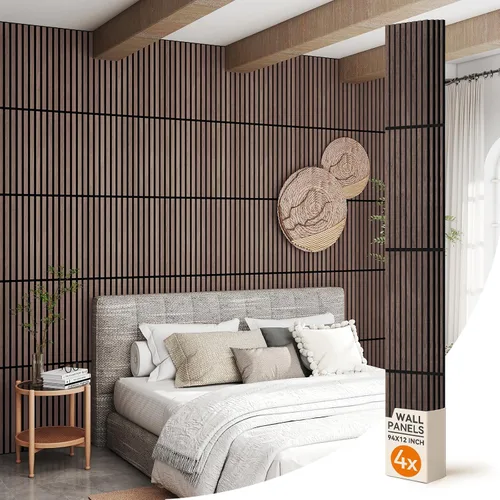 Miniatura 12 de Upick Paneles de pared acústicos plegables, paquete de 4 paneles de madera MDF de 48 x 12.6 pulgadas para pared, paneles de pared absorbentes