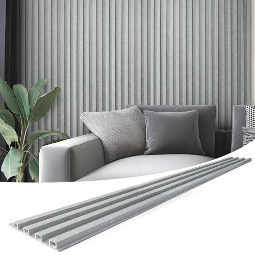 Miniatura 14 de Art3d Paquete de 8 paneles de pared de listones acústicos WPC de 96 x 6 pulgadas para decoración interior moderna, fondo de TV, sala de estar, negro