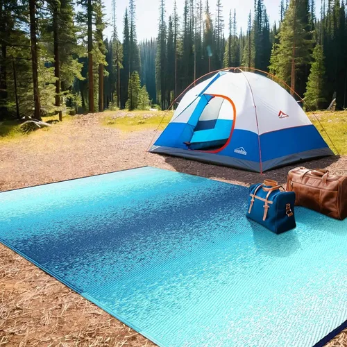 Miniatura 3 de Alfombra para exteriores, impermeable, lavable, reversible, resistente a las manchas, plegable, alfombra de paja de plástico reciclado, alfombra