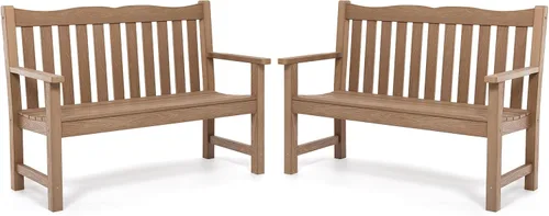Miniatura 26 de Stoog Banco de Exterior para 2 Personas para Todo Clima, Capacidad de 800 libras Banco de Jardín de Plástico HIPS para Patio, Patio Trasero, Porche