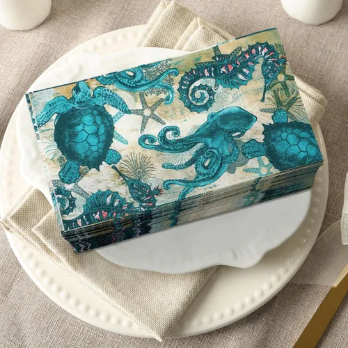 Miniatura 7 de Sinmoe 200 servilletas desechables para invitados, toallas de mano de playa de verano para baño, servilletas de papel desechables de 2 capas