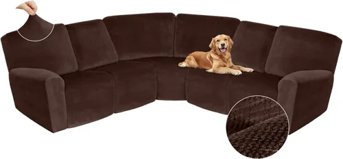 Miniatura 660 de Arfntevss Fundas de sofá seccional reclinable de terciopelo, Funda de sofá seccional de esquina para sofá reclinable, Funda elástica suave