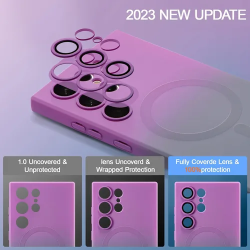 Miniatura 4 de UEEBAI Funda magnética para Samsung Galaxy S22 Ultra 5G, lujosa funda de color neón degradado compatible con funda de cargador MagSafe con protector