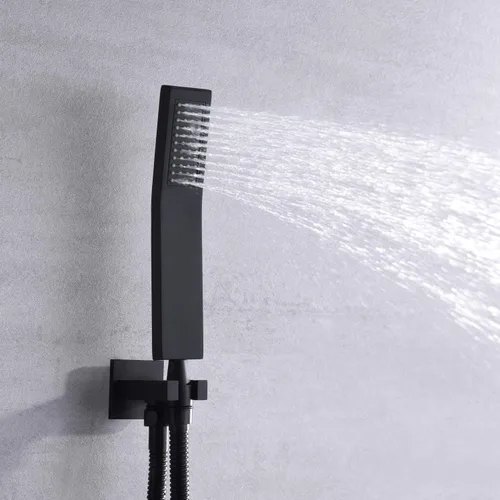 Miniatura 4 de sumerain Sistemas de ducha de equilibrio de presión negro mate con ducha de lluvia de 8 pulgadas y de mano, cuerpo de válvula áspero y moldura