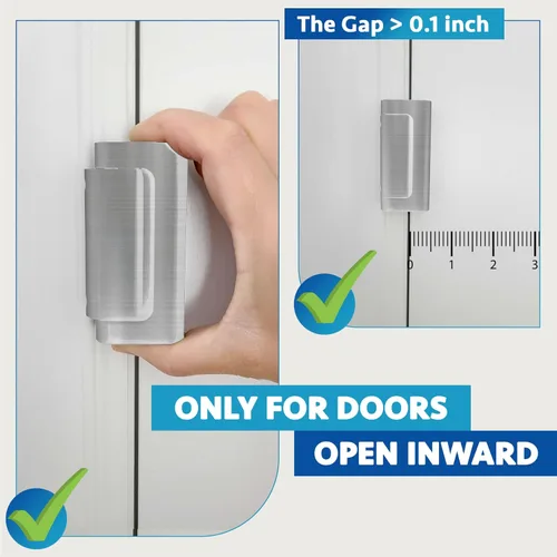 Miniatura 7 de Dwell+Good Cerradura de refuerzo para puertas (paquete de 2) - Cerradura de seguridad para puertas de montaje DIY en níquel para puerta principal