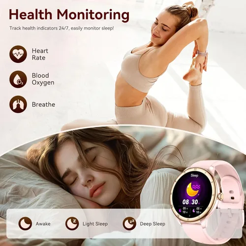 Miniatura 4 de Reloj inteligente para mujer, monitor de fitness HD de 1.27 pulgadas (respuesta/haz llamadas) con más de 110 modos deportivos/frecuencia