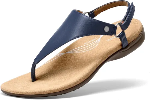 Miniatura 12 de DREAM PAIRS Sandalias planas para mujer, con soporte de arco, ortopédicas, cómodas, suaves, acolchadas, para verano, con correa en T