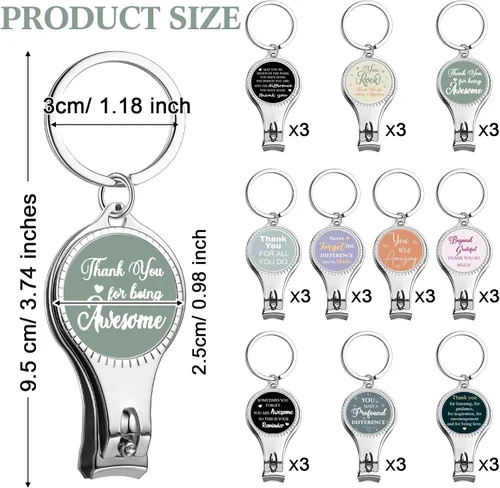 Miniatura 2 de Roshtia 30 piezas de llavero abridor de botellas inspirador cortauñas con citas motivacionales para agradecimiento, regalo de agradecimiento