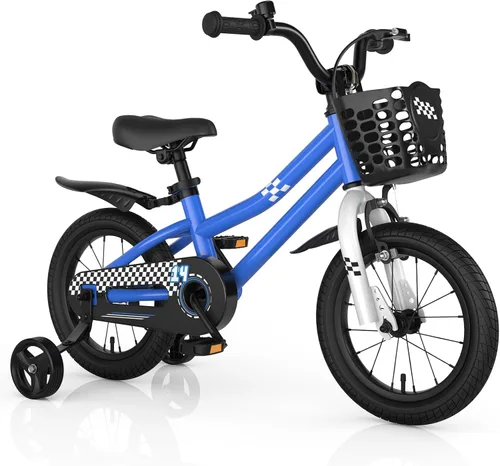 Miniatura 23 de COSTWAY Bicicleta para niños, 12, 14, 16, 18 pulgadas, para niños y niñas de 3 a 8 años, bicicleta para niños con ruedas de entrenamiento