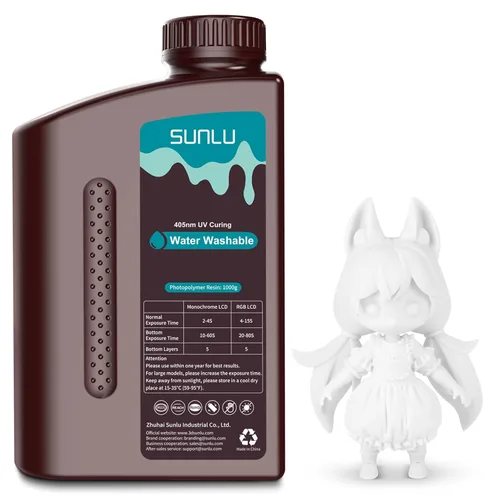 Miniatura 22 de SUNLU - Resina lavable al agua de 1000 g, resina de impresora 3D de curado rápido para impresoras 3D de resina LCD DLP SLA, resina de fotopolímero
