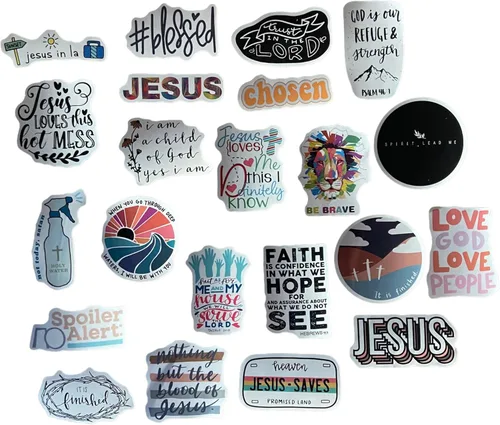 Miniatura 9 de Calcomanías cristianas, paquete de 100 unidades, calcomanías inspiradoras de fe con versículos de la Biblia, vinilo impermeable para botellas