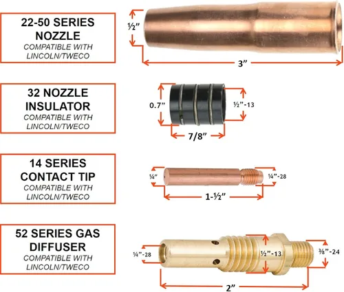 Miniatura 6 de SÜA - Antorcha MIG de 250 amperios compatible con Lincoln/Tweco - Cable de 12 pies - Conector de señal de dos pines