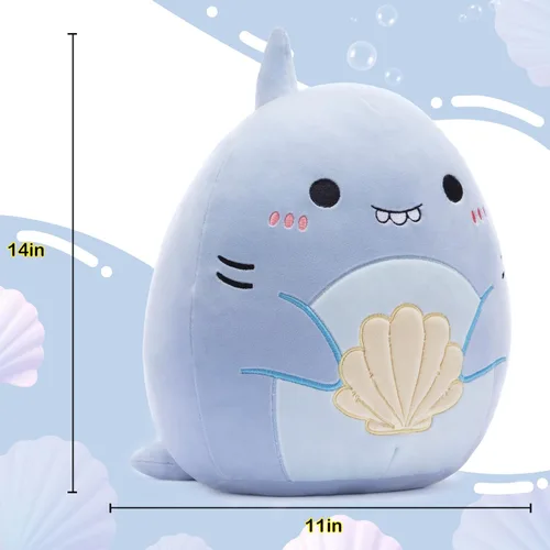 Miniatura 3 de Almohada grande de peluche de tiburón de juguete, tamaño grande, lindo y suave de 14 pulgadas, almohada Kawaii para abrazar, regalo para niños