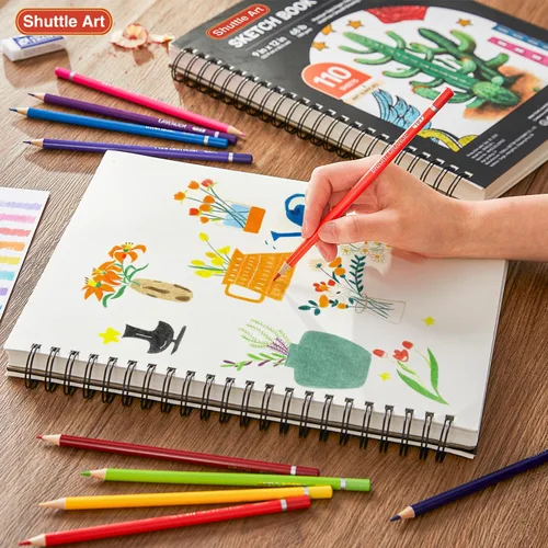 Miniatura 7 de Shuttle Art Cuaderno de bocetos de 9 x 12 pulgadas, 220 hojas en total, paquete de 2 (110 hojas cada una), papel grueso de 68 libras/100gsm, bloc