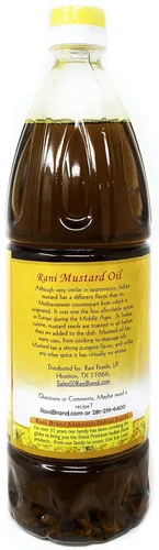 Miniatura 6 de Aceite de mostaza Rani (Kachi Ghani) 33.8 onzas (1 litro) Paquete de 12, sin OMG, sin gluten, vegano, 100% natural, Kosher