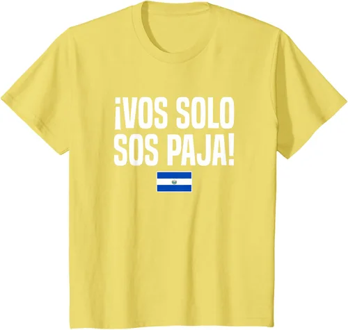 Miniatura 49 de Camiseta Vos Solo Sos Paja Salvadoran Slang Bandera de El Salvador, Negro