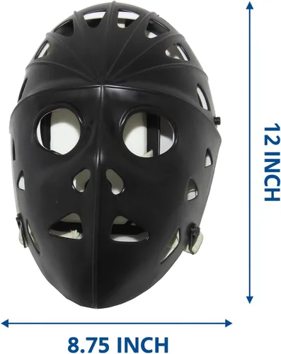 Miniatura 3 de Mylec Adult Street Hockey Goalie Mask - High-Impact - Ventilation Holes + Adjustable Straps - Street Hockey Only,Halloween Mask Negro