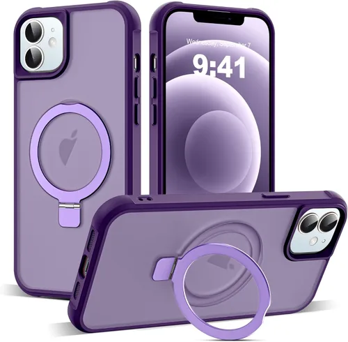 Miniatura 142 de SKYLMW – Funda compatible con iPhone 12 Pro Max y iPhone 13 Pro Max con soporte magnético invisible tipo anillo, fundas translúcidas para teléfonos
