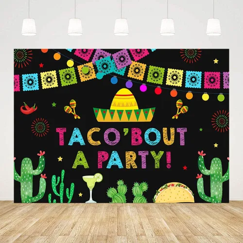 Telón de fondo de fiesta de 7 x 5 pies, banderas coloridas de cactus, fondo de fotografía, decoración de baby shower, fiesta mexicana, despedida de