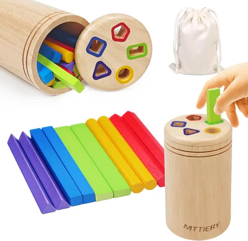 Montessori - Juguetes de madera para clasificar colores para niños de 3 años, actividades de aprendizaje preescolar, juego educativo a juego de Palo