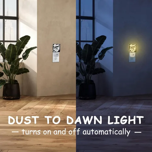 Miniatura 3 de Ink Blots - Luz nocturna de clave aguda, notas musicales negras, luz nocturna enchufable, sensor automático del atardecer al amanecer, lámpara LED