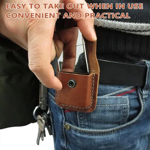 Miniatura 7 de Leather Lighter Case, Flip top Leather Lighter Pouch, Holder Case with Pocket Belt Loop,Handmade
