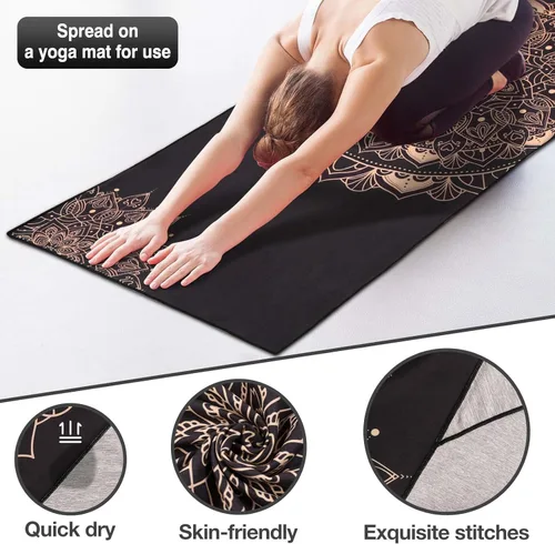 Miniatura 2 de MoKo Toalla de Yoga, Toalla de Yoga Caliente Antideslizante con Patrón de Estampado en Manta Rápido de Secado con Bolsillo en la Esquina