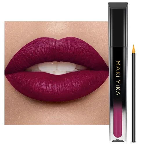 Miniatura 24 de MAKI YIKA Lápiz labial rojo burdeos para mujer, pintalabios de larga duración, sin manchas, mate, líquido, a prueba de transferencia, sin crueldad