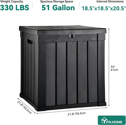 Miniatura 7 de YITAHOME Caja de almacenamiento para la terraza, de 51 galones, contenedor de almacenamiento para exteriores resistente a la intemperie para cojines