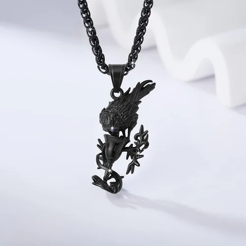 Miniatura 28 de YAMI Collar de alas angulares para hombre, ángel de la guarda, dragón, cuervo, pulpo, collar de anime, collar de acero inoxidable 316
