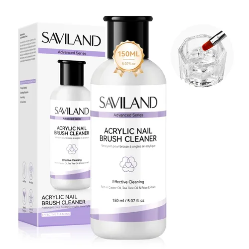 Miniatura 8 de SAVILAND Limpiador de brochas acrílicas: Líquido de limpieza profunda y acondicionador de 3 minutos con plato Dappen, limpiador de pinceles de uñas