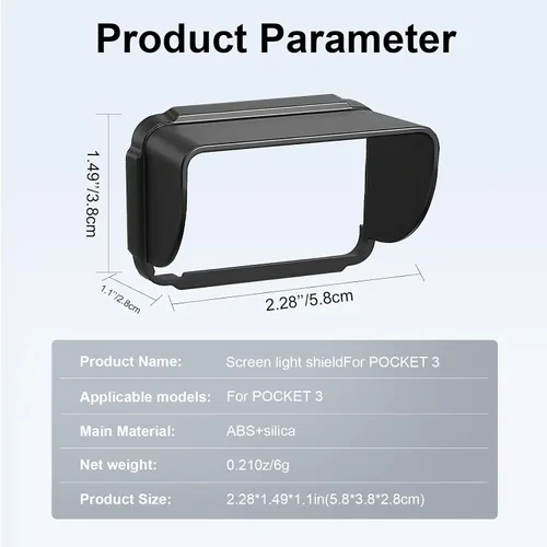 Miniatura 7 de Parasol de pantalla para DJI Osmo Pocket 3, protector de parasol antirreflejo, cubierta rígida de ABS para mayor visibilidad con luz brillante
